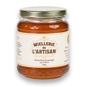 Pot de miel de fleurs de montagne de Miellerie de l'Artisan, 500g.