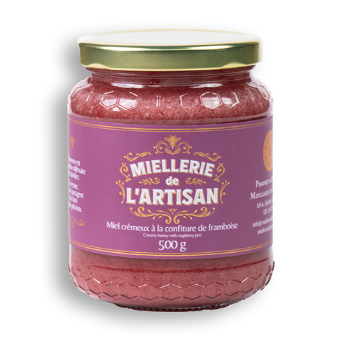 Miel crémeux à la confiture de framboise de Mielerie de l'Artisan, 500g