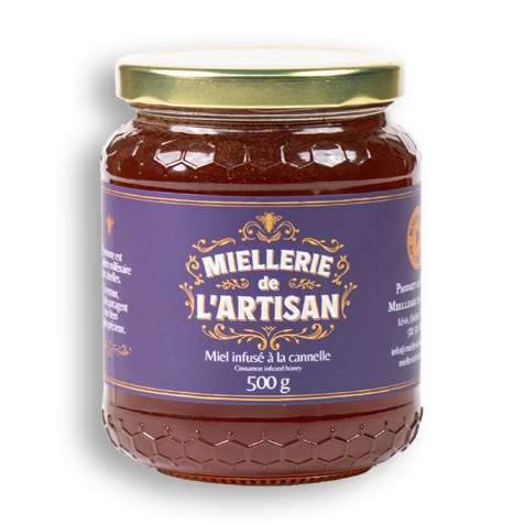 Miel infusé à la cannelle de Mellerie de l'Artisan, pot de 500g