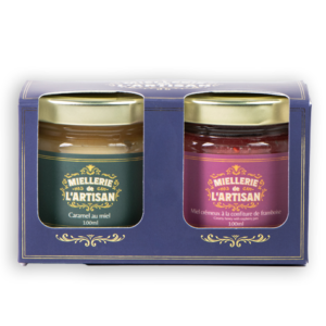 Duo de miel L'Artisan : caramel au miel et miel crémeux framboises